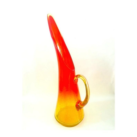 Kanawha Other - Kanawha Hummingbird Amberina Crackle Pitcher 13" T